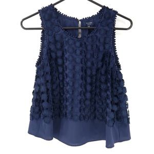 Kaari Blue Sleeveless Crochet Blouse